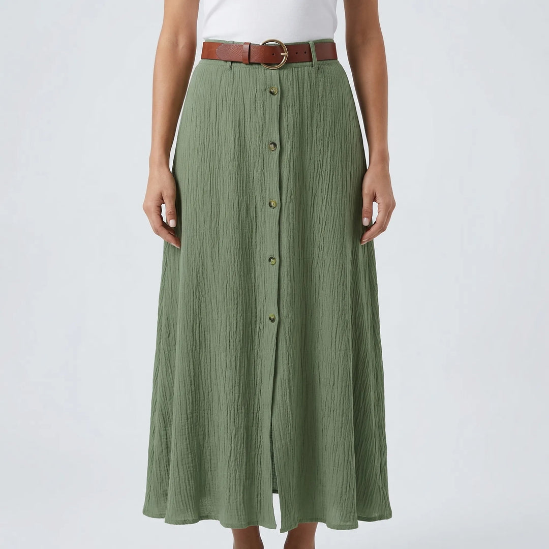 Flowvara - Long A-Line Monochrome Maxi Skirt