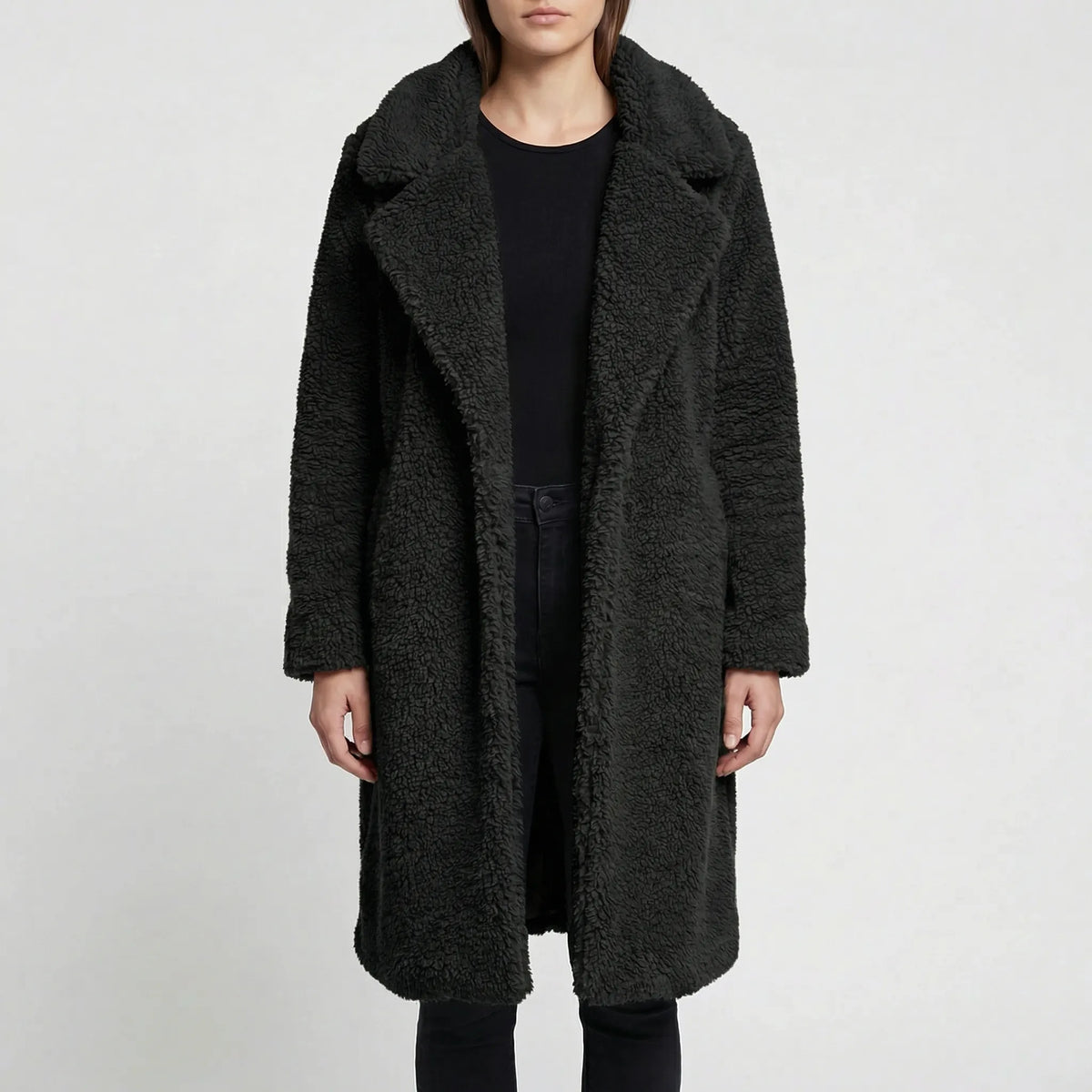 Fluffara - Long Open-Front Teddy Coat