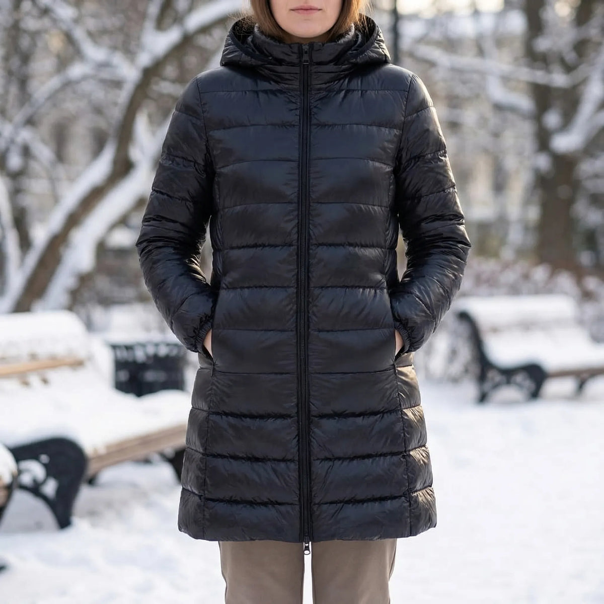 Frostlyn - Long Hooded Quilted Puffer Jacket