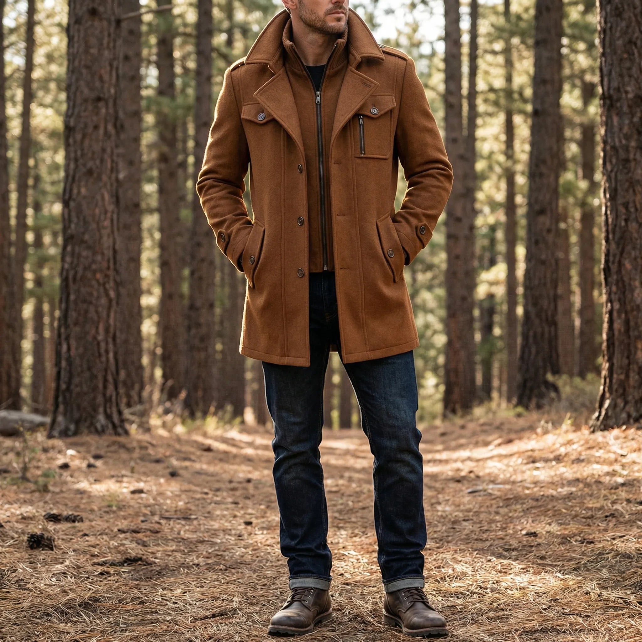 Men's Structured Overcoat - Layered Collar - Modern Fit – Haikutokyo