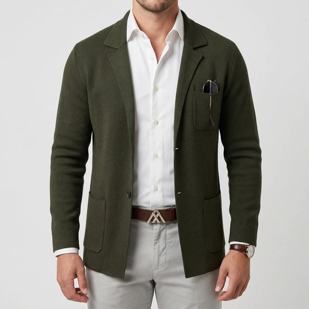Klavorn - Lapel Collar Knit Blazer For Men