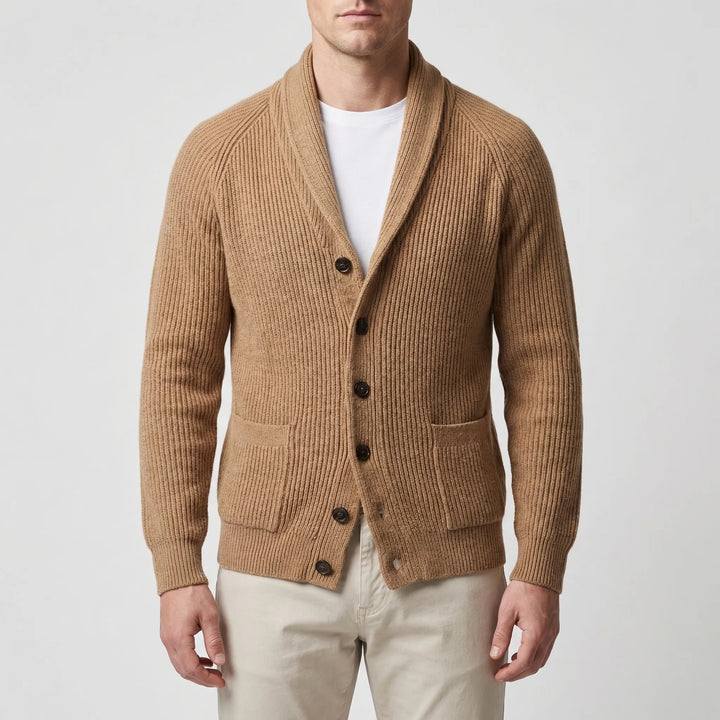 Knitoro - Shawl Collar Button-Front Knit Cardigan