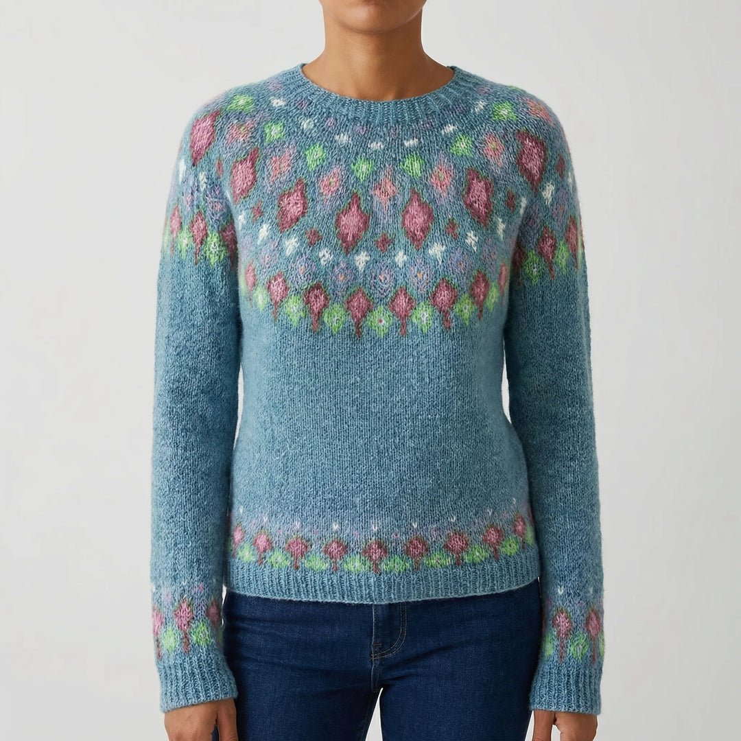 Knitvara - Fair Isle Printed Crew Neck Pullover