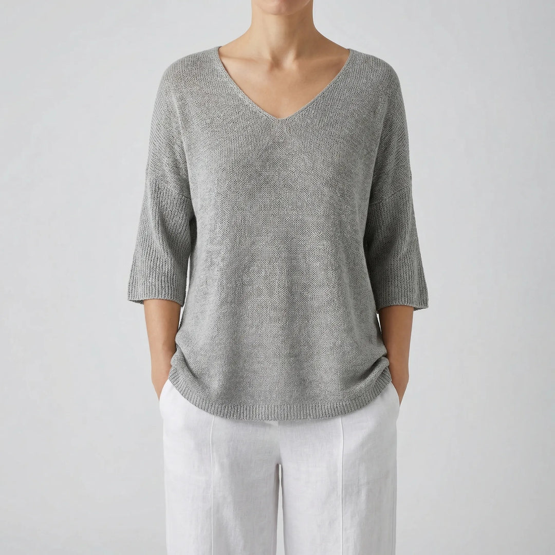 Knivara - V-Neck Knit Top For Women