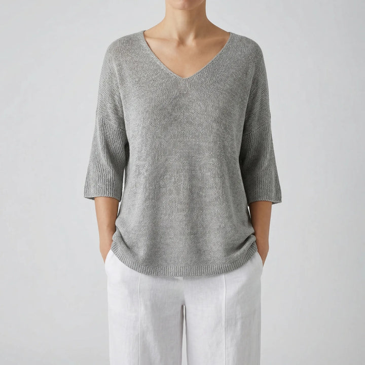 Knivara - V-Neck Knit Top For Women