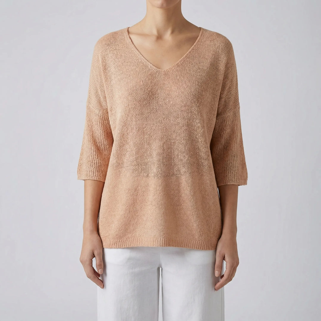 Knivara - V-Neck Knit Top For Women