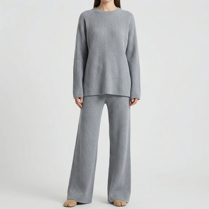 Knivelle - Ribbed Knit Two-Piece Sweater Set