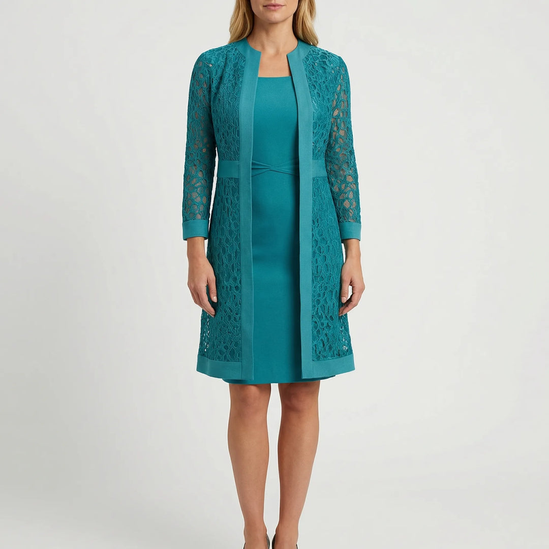 Lacevyne - Two-Piece Lace Overlay Dress Set