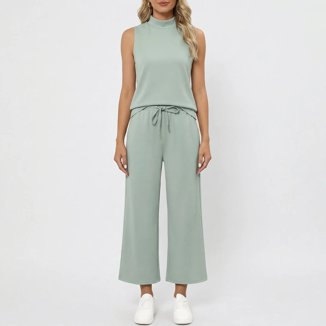 Louniva - Matching Sleeveless Top And Wide-Leg Pants Set