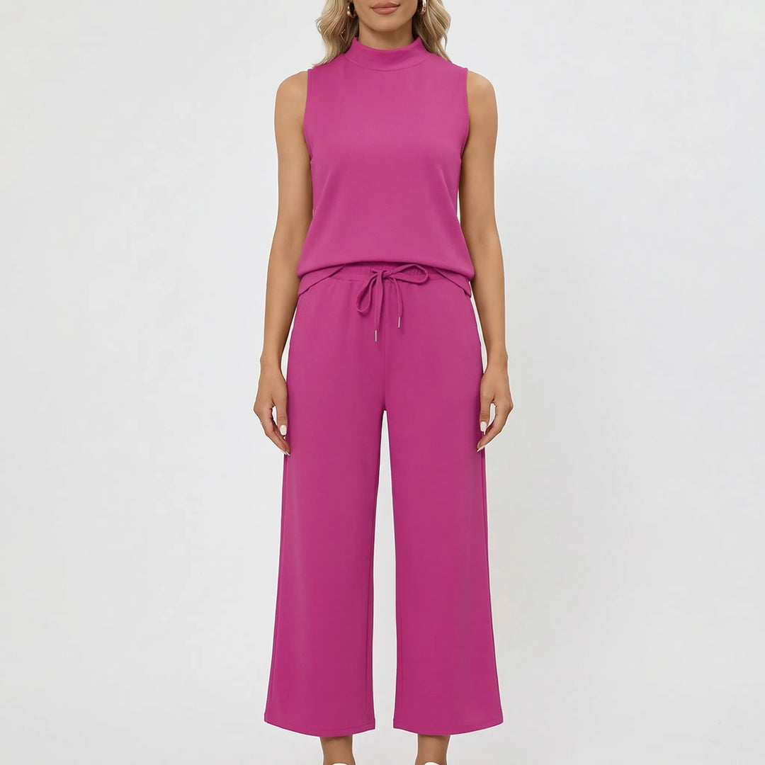 Louniva - Matching Sleeveless Top And Wide-Leg Pants Set