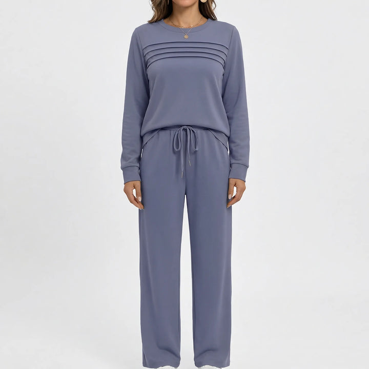 Lounvera - Mock Neck Long-Sleeve Lounge Set