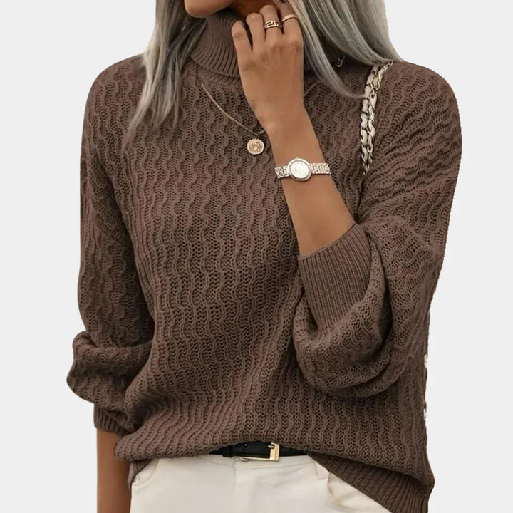 女性用クラシックアーガイルタートルネックセーター