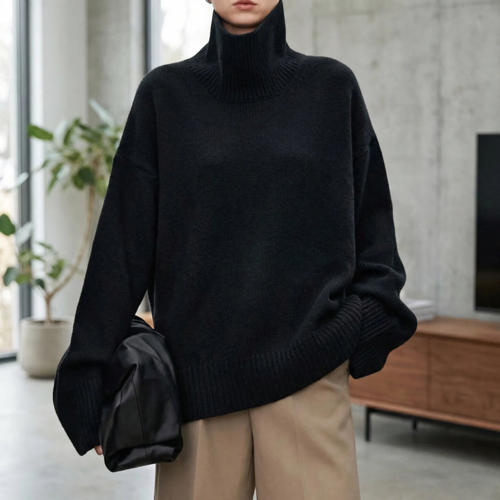 Lumvex - Oversized High-Neck Knit Sweater