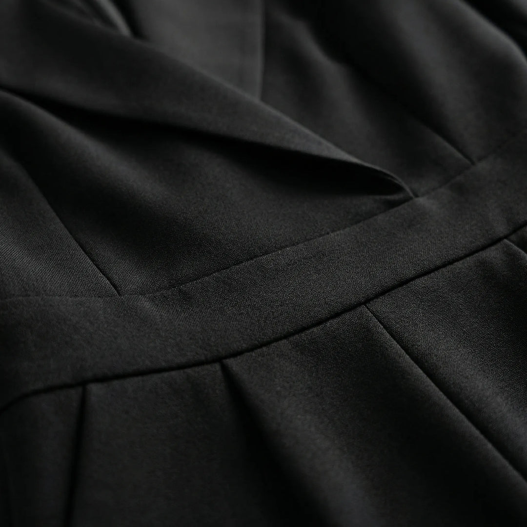 Luxivon - Wide-Leg Long-Sleeve Tailored Jumpsuit
