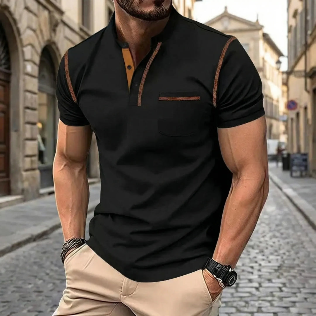 Naxivo - Short Sleeve Button Placket Polo