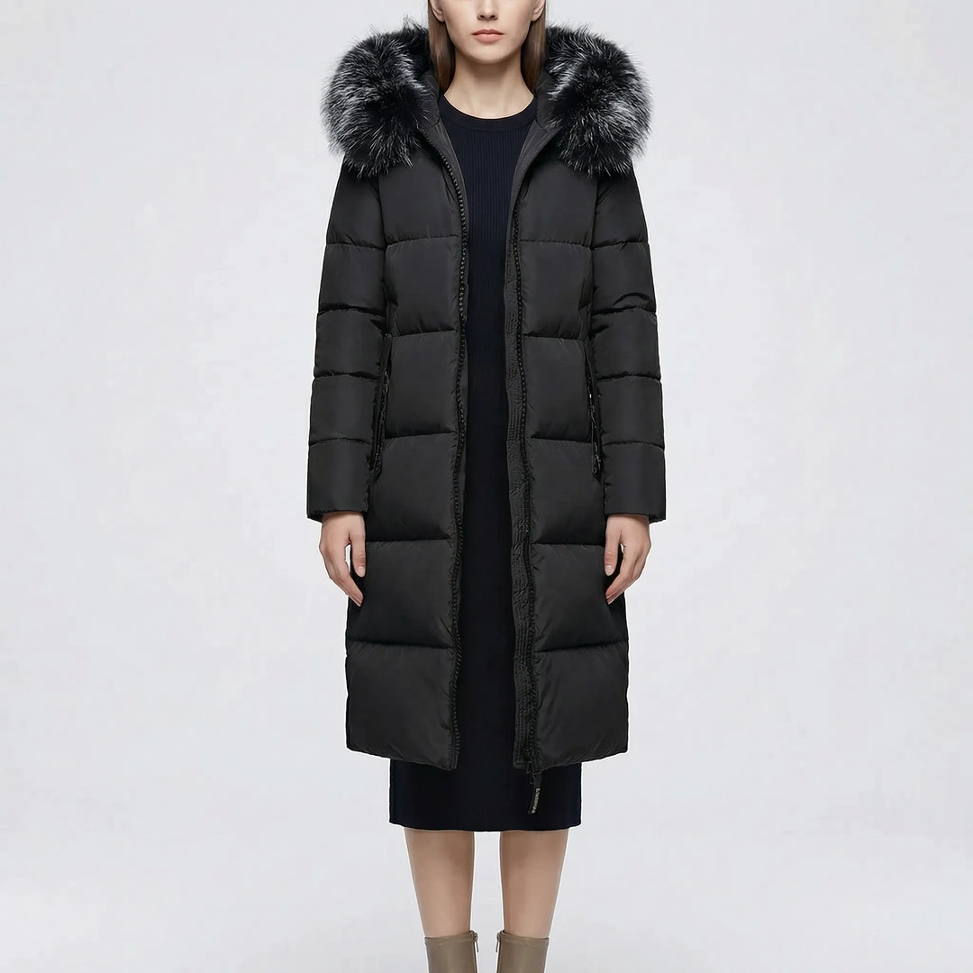 Nordelle - Long Quilted Puffer Coat With Fur-Trimmed Hood