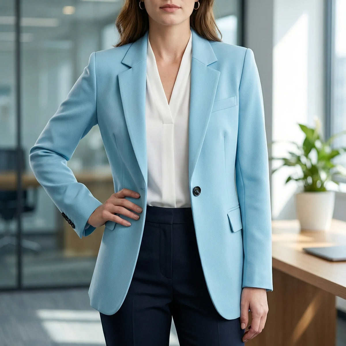 Novina - Single-Breasted Notch Lapel Blazer