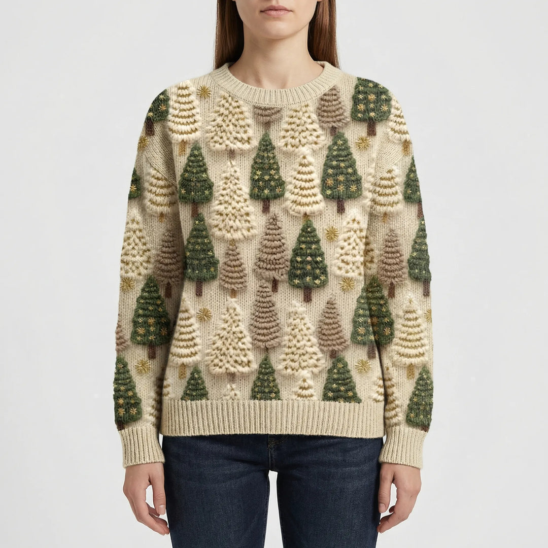 Pinevara - Festive Christmas Tree Print Sweater