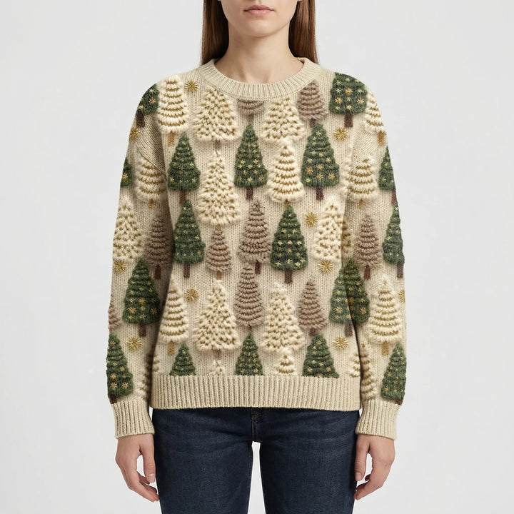 Pinevara - Festive Christmas Tree Print Sweater