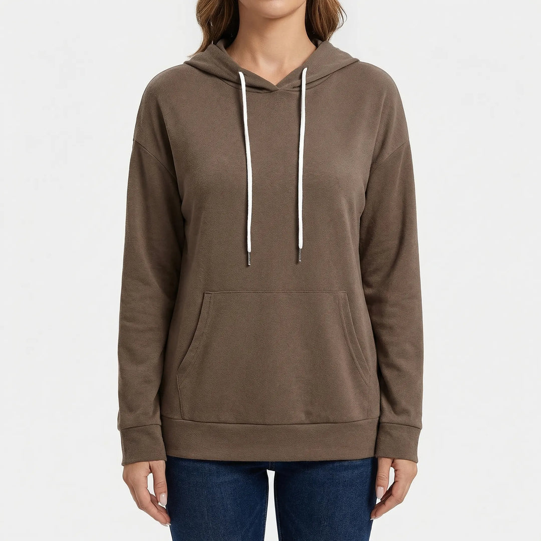 Plaidora - Long Sleeve Plaid Print Hoodie