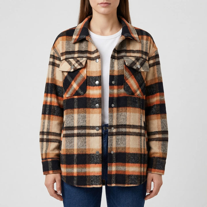 Plaidova - Relaxed Fit Plaid Shirt Jacket