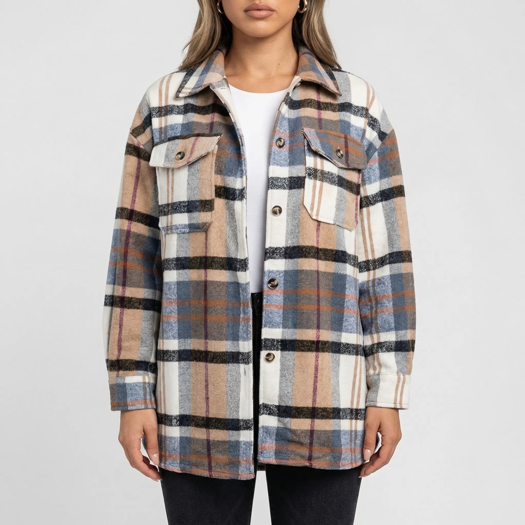 Plaidova - Relaxed Fit Plaid Shirt Jacket