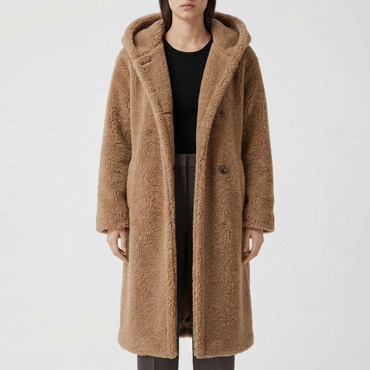Plushwyn - Long Hooded Teddy-Texture Coat