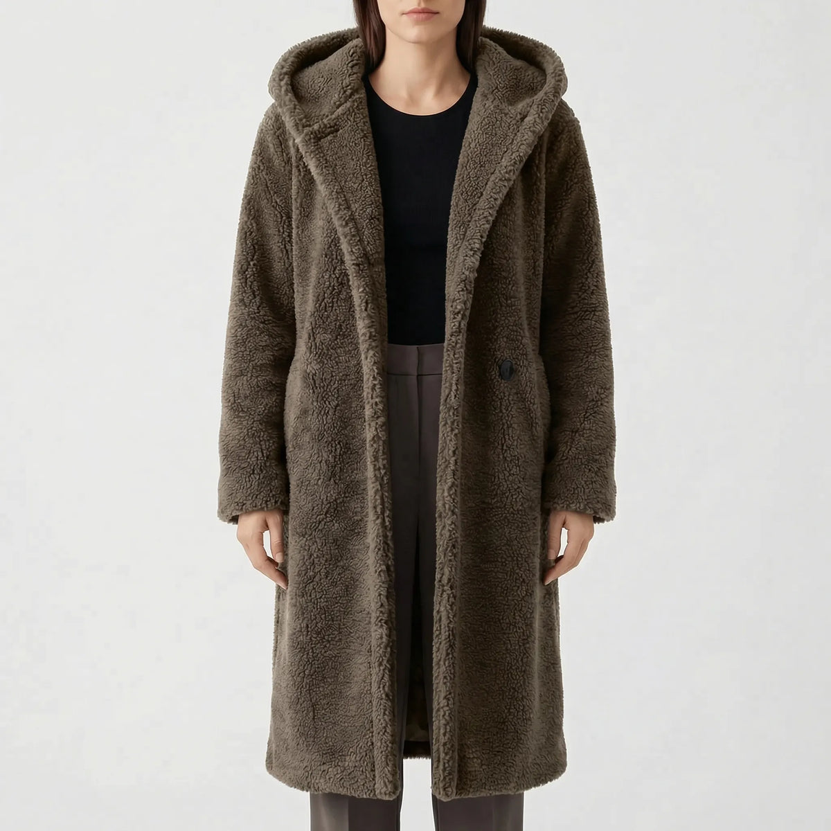 Plushwyn - Long Hooded Teddy-Texture Coat