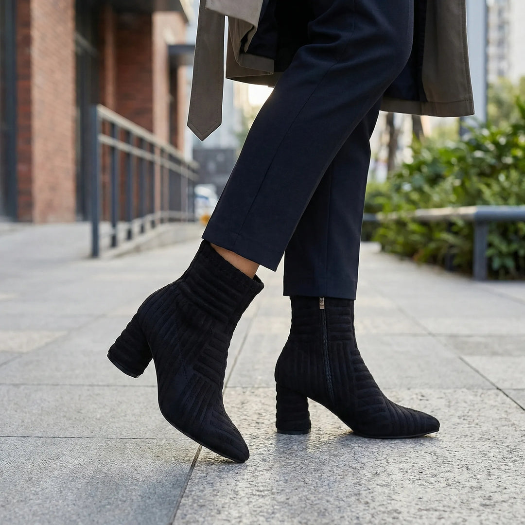 Poyntex - Pointed Toe Block Heel Ankle Boot