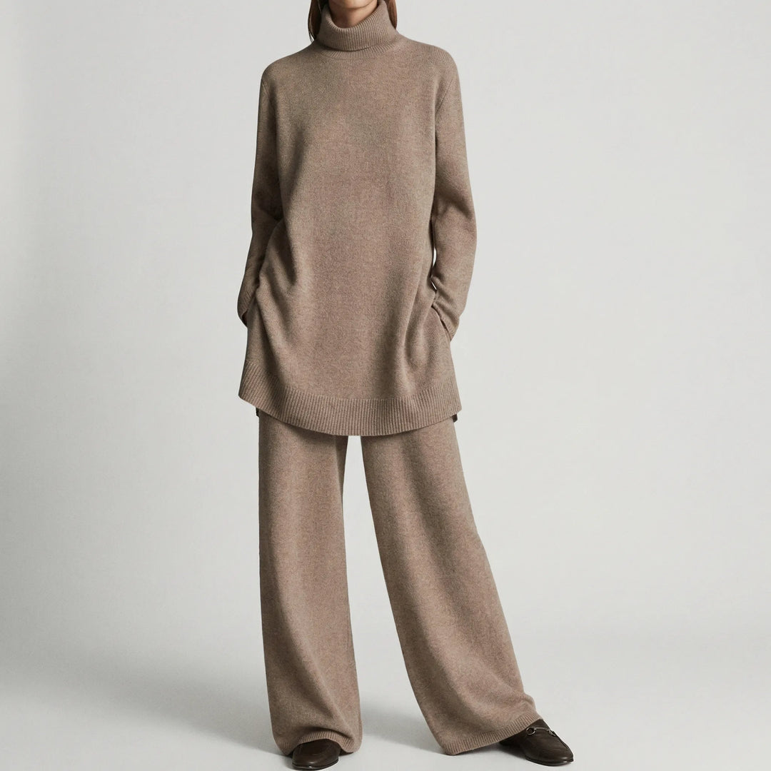 Pullova - Turtleneck Sweater And Wide-Leg Pants Set