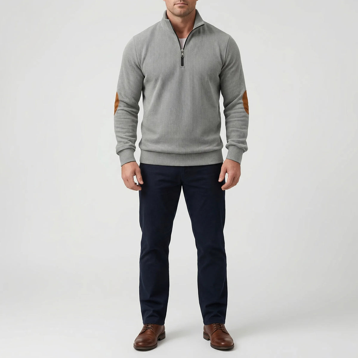 Quartzen - Quarter-Zip Ribbed Knit Pullover