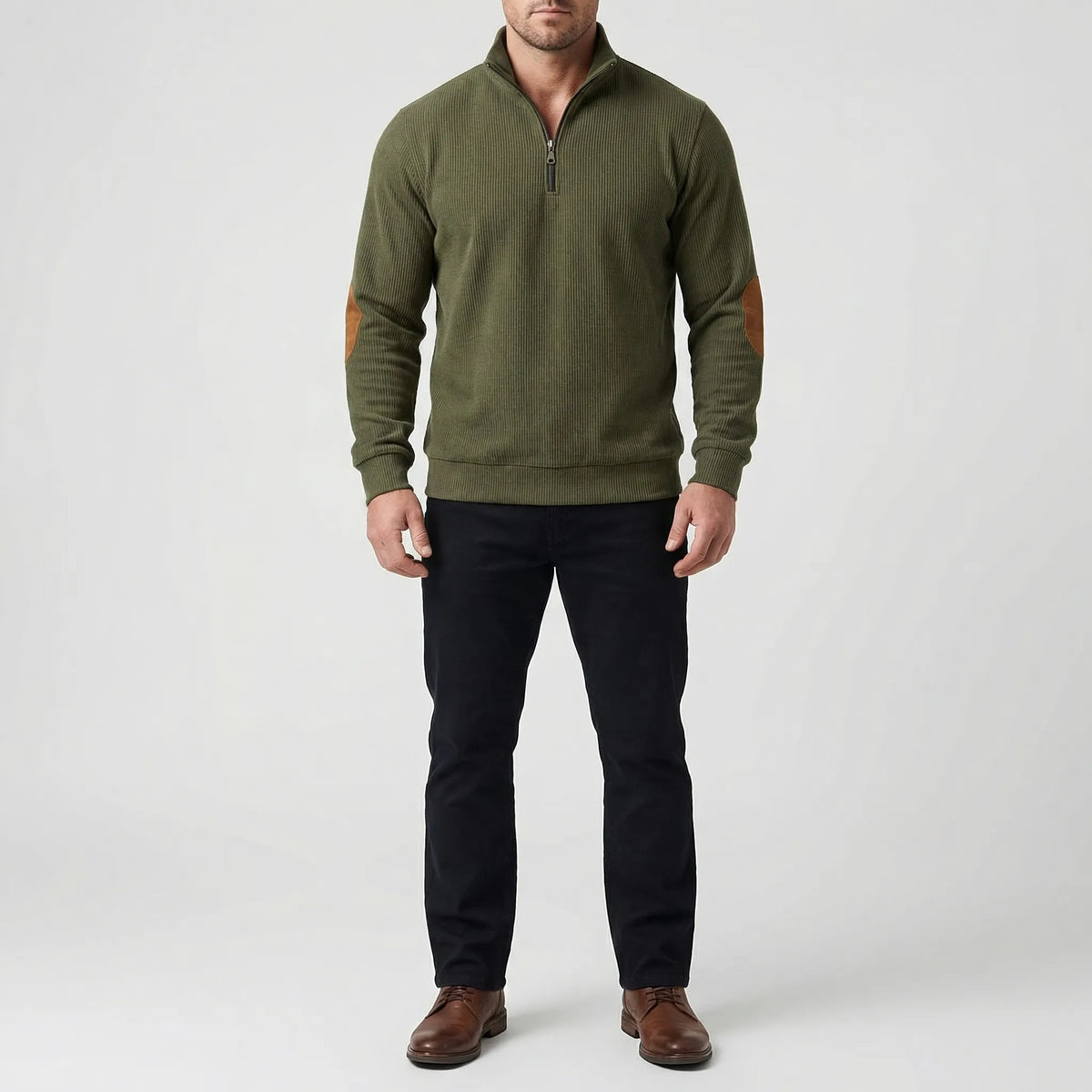 Quartzen - Quarter-Zip Ribbed Knit Pullover