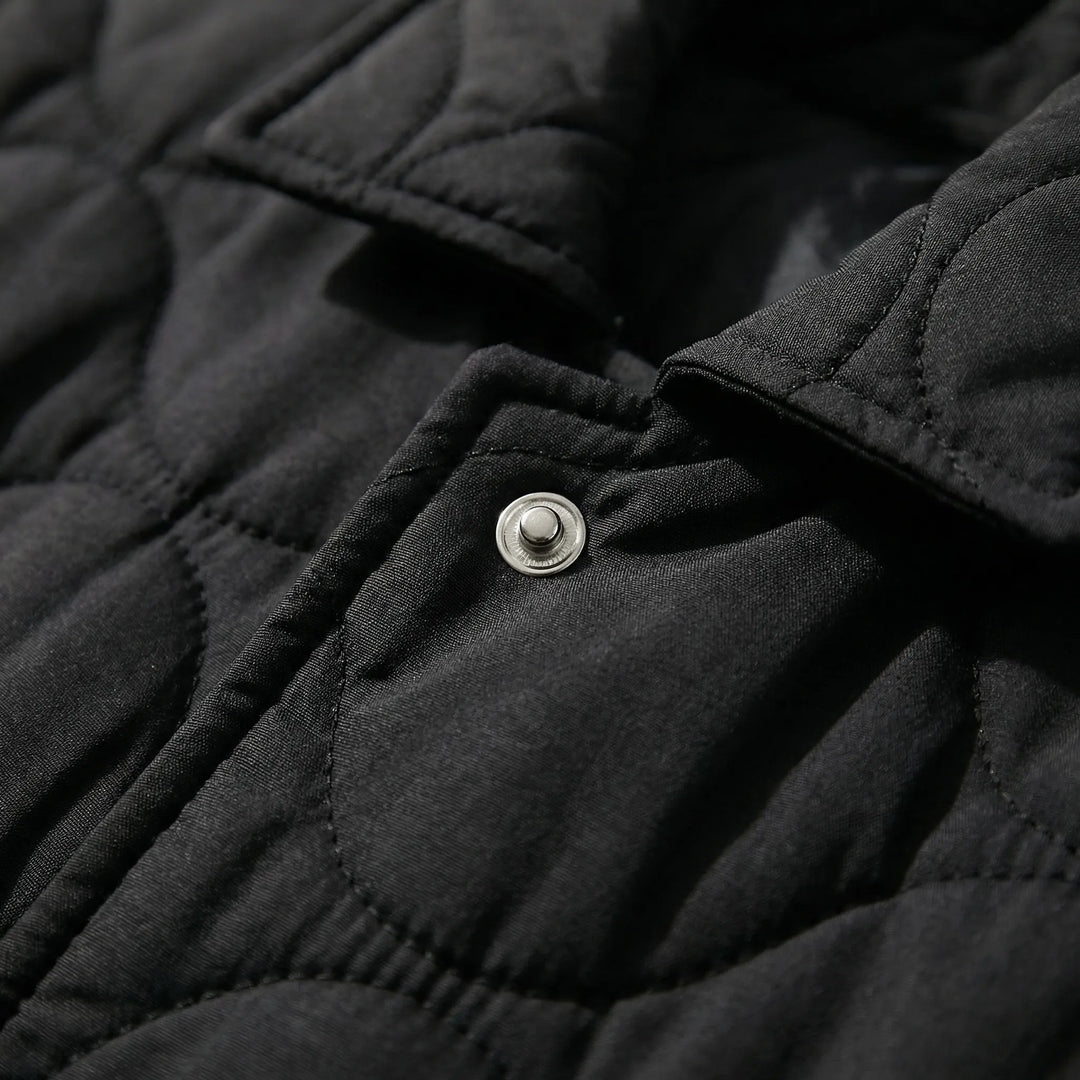 Quiltrova - Quilted Snap-Button Shacket For Women