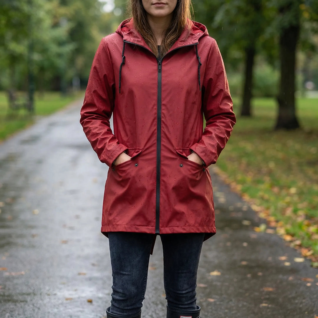 Rainova - Mid-Length Hooded Women's Rain Jacket