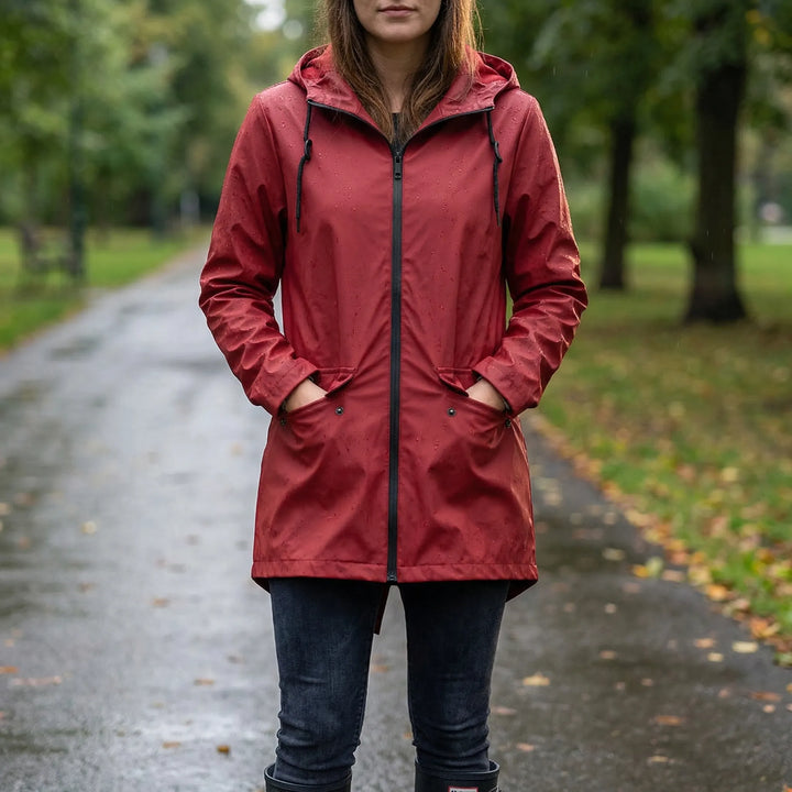 Rainova - Mid-Length Hooded Women's Rain Jacket
