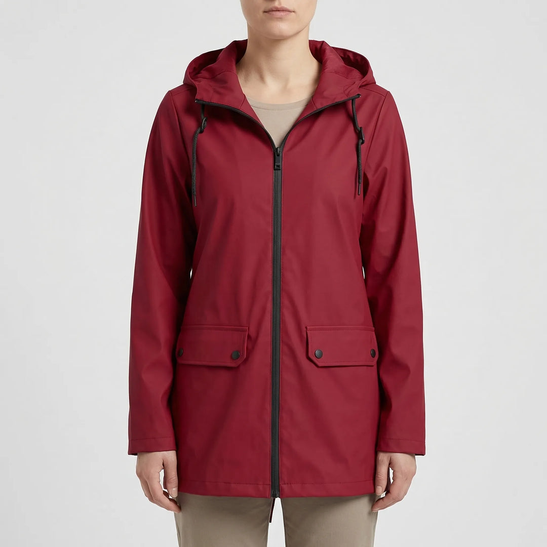 Rainova - Mid-Length Hooded Women's Rain Jacket