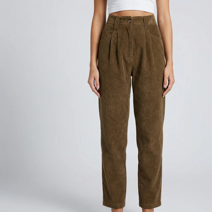 Ridgelle - High-Rise Straight-Leg Corduroy Pants