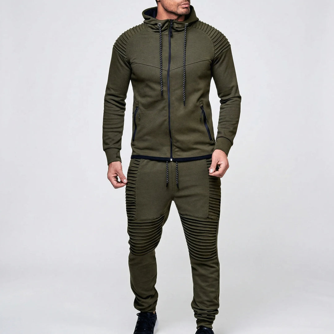 Runcivo - Men's Hooded Zip-Up Tracksuit Set