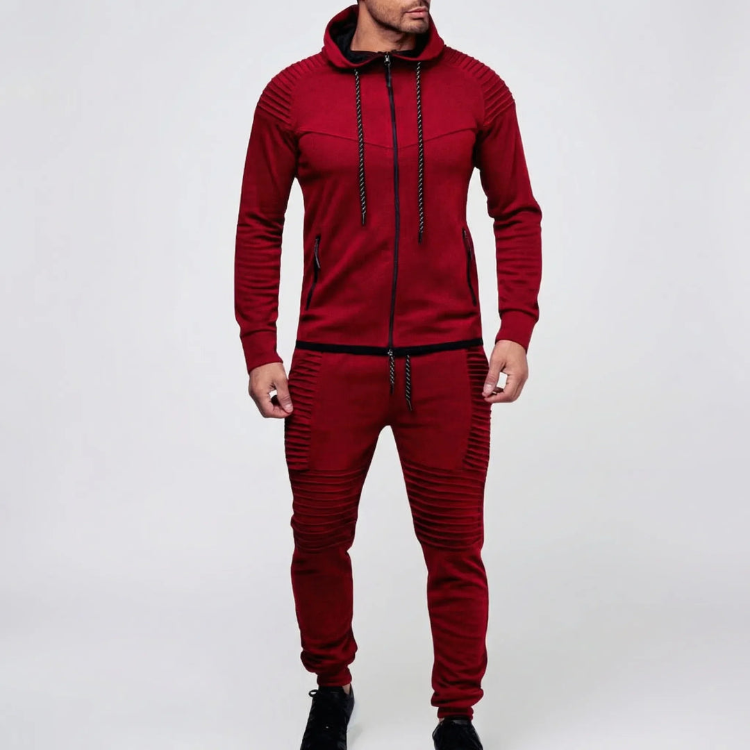 Runcivo - Men's Hooded Zip-Up Tracksuit Set