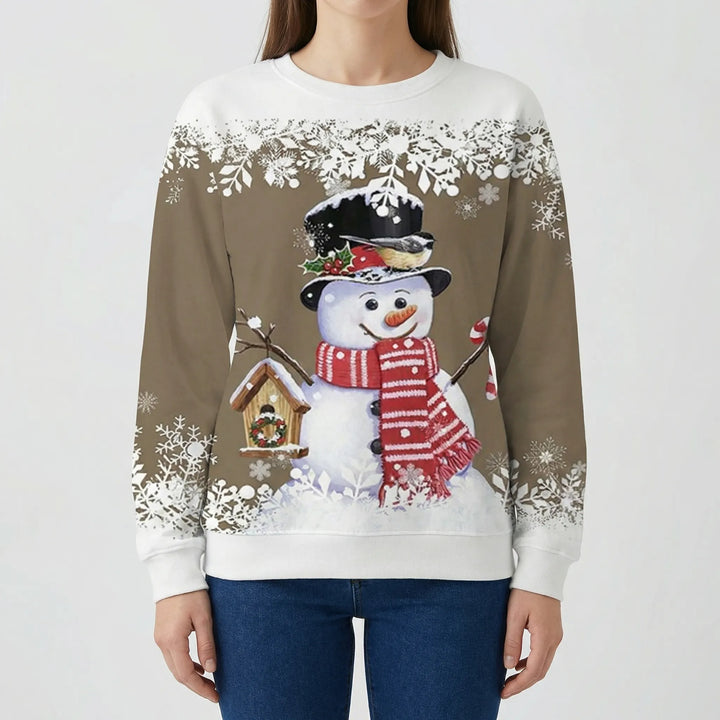 Snowvella - Graphic Snowman Crew Neck Sweatshirt