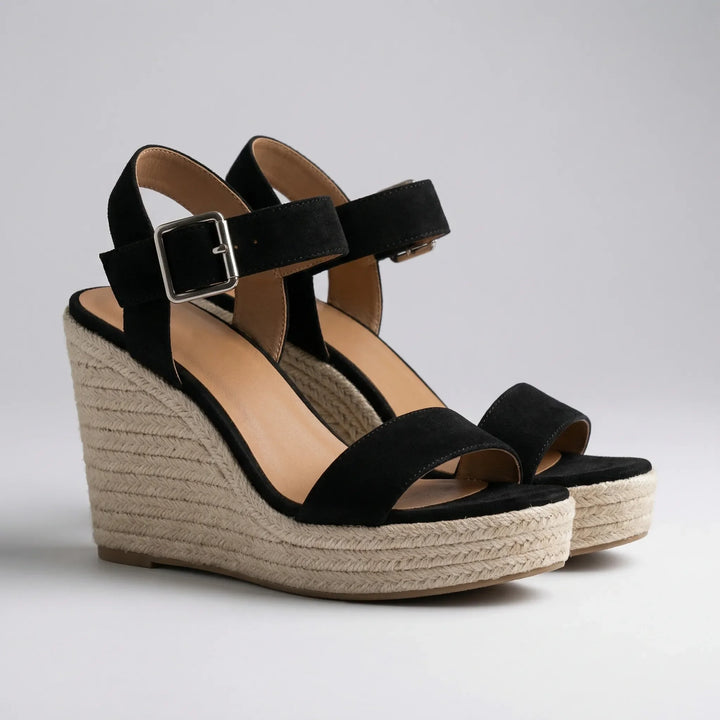 Solvena - Platform Wedge Ankle Strap Sandal