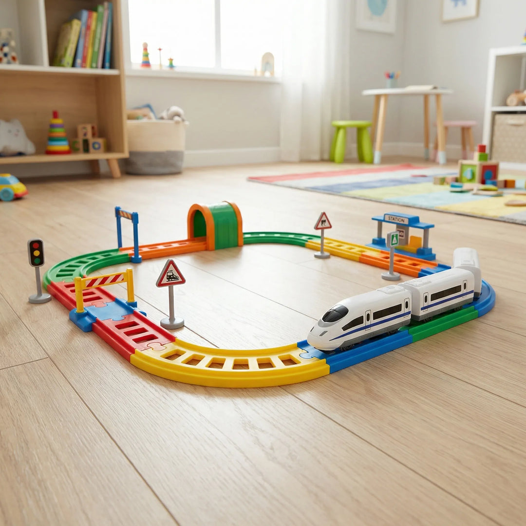 Trackulo - Colorful Cube Block Train Track Set