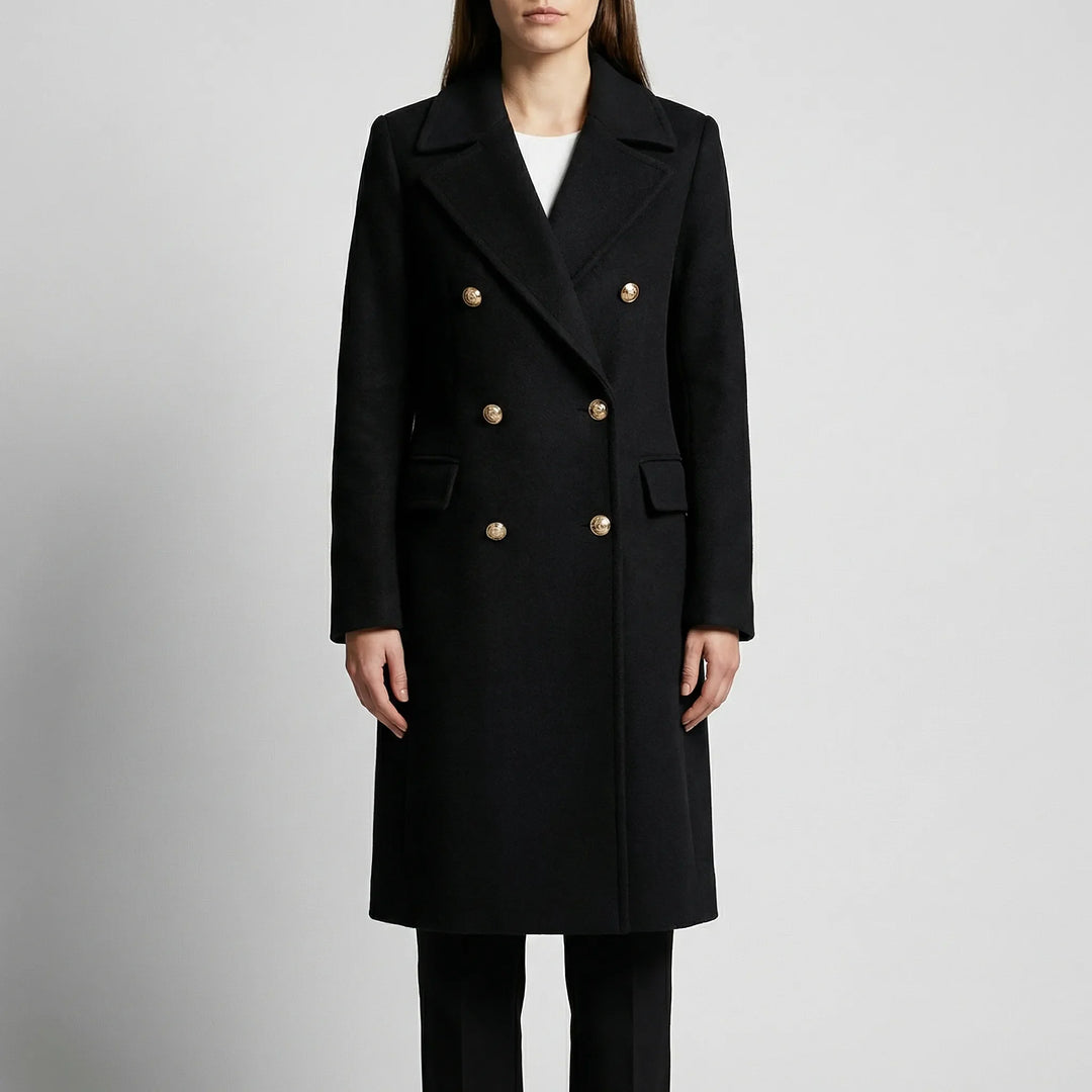 Trestona - Double-Breasted Mid-Length Women's Coat