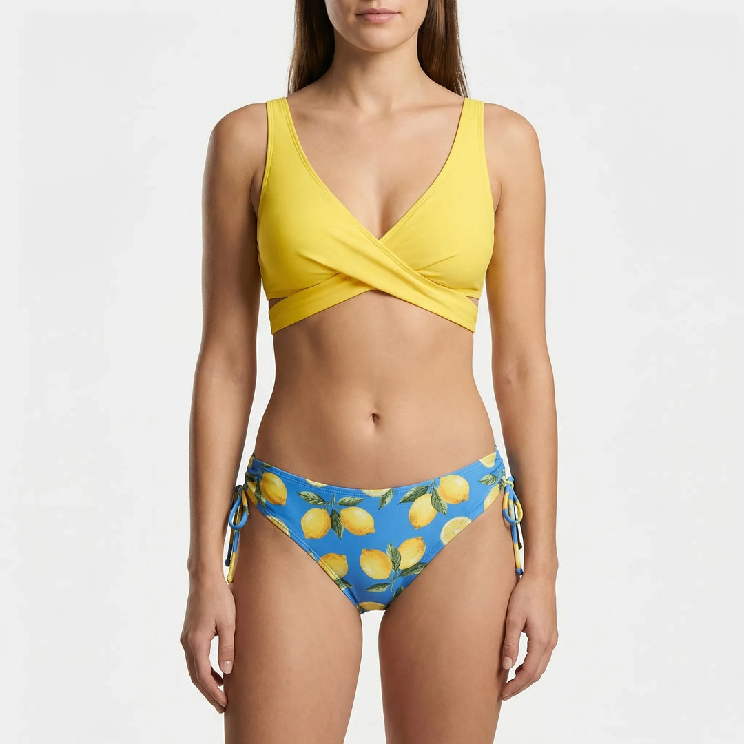 Tropiva - Wrap-Top Floral Two-Piece Bikini Set