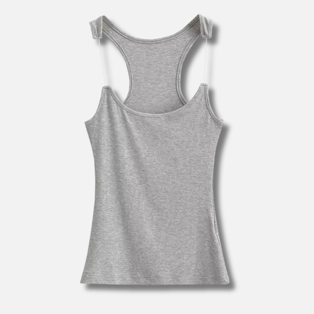 女性用インビジブルストラップリブタンクトップ