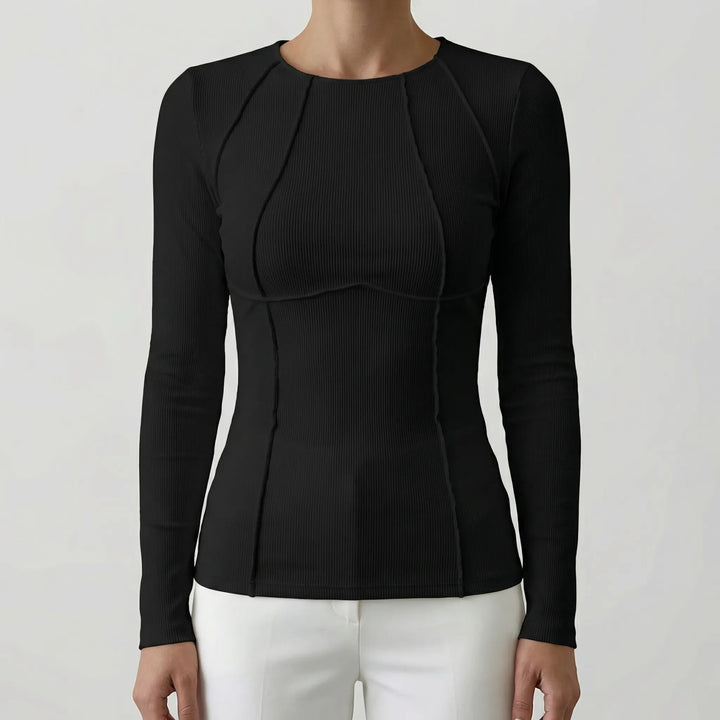 Velurne - Fitted Ribbed Long-Sleeve Crop Top