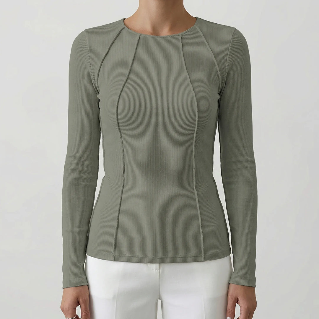 Velurne - Fitted Ribbed Long-Sleeve Crop Top