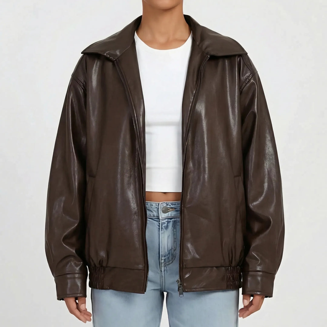 Vexora - Oversized Zip-Up Bomber Jacket