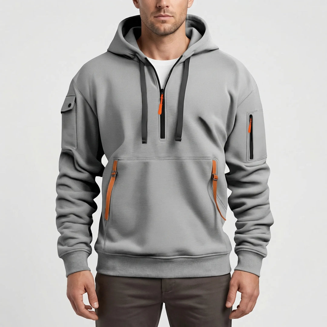 Vexuro - Quarter-Zip Hooded Sweatshirt For Men