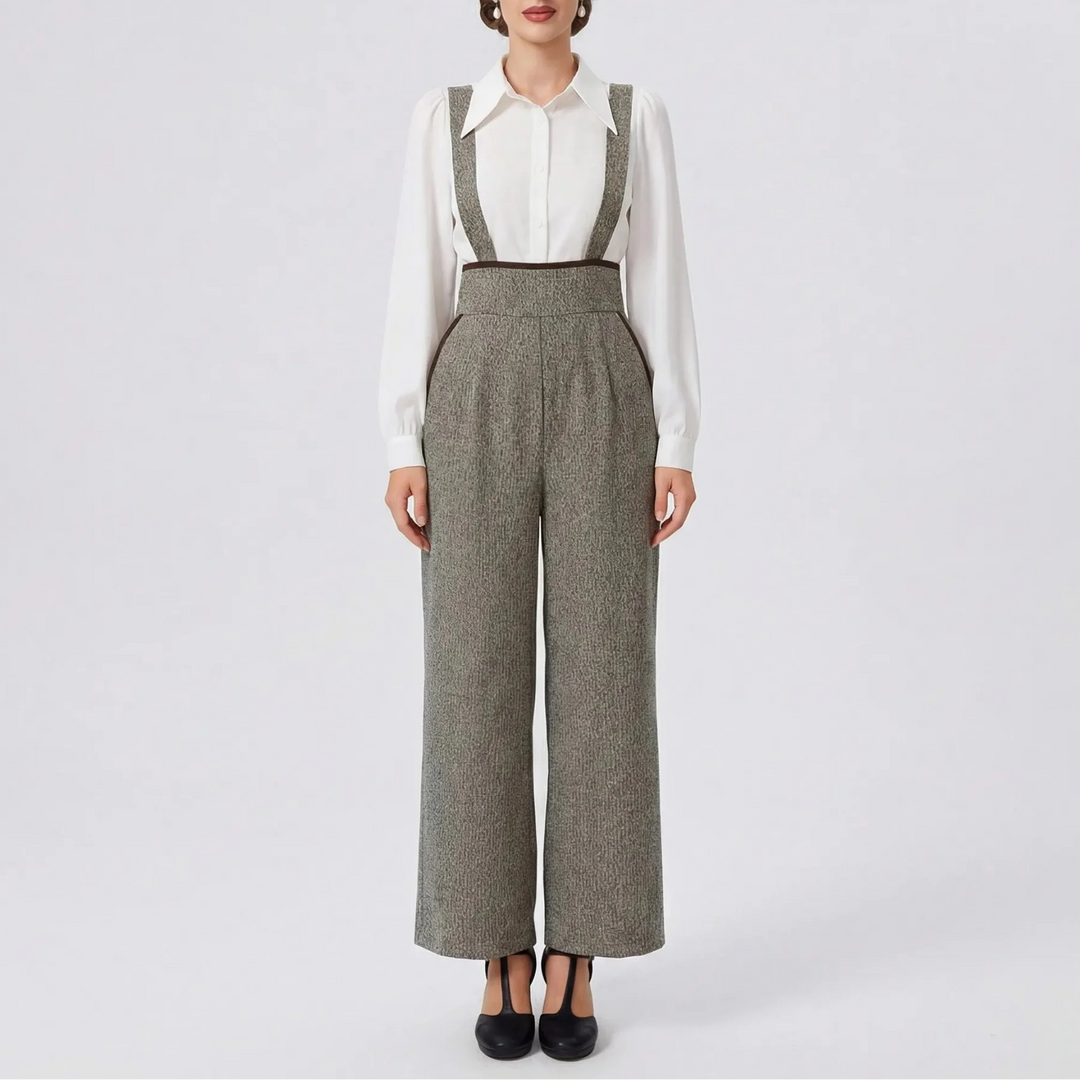 Vintrava - Wide-Leg Vintage Suspender Jumpsuit